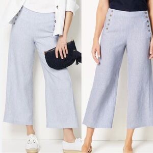 J. Jill Light Blue Striped Wide-Leg Cropped Pants